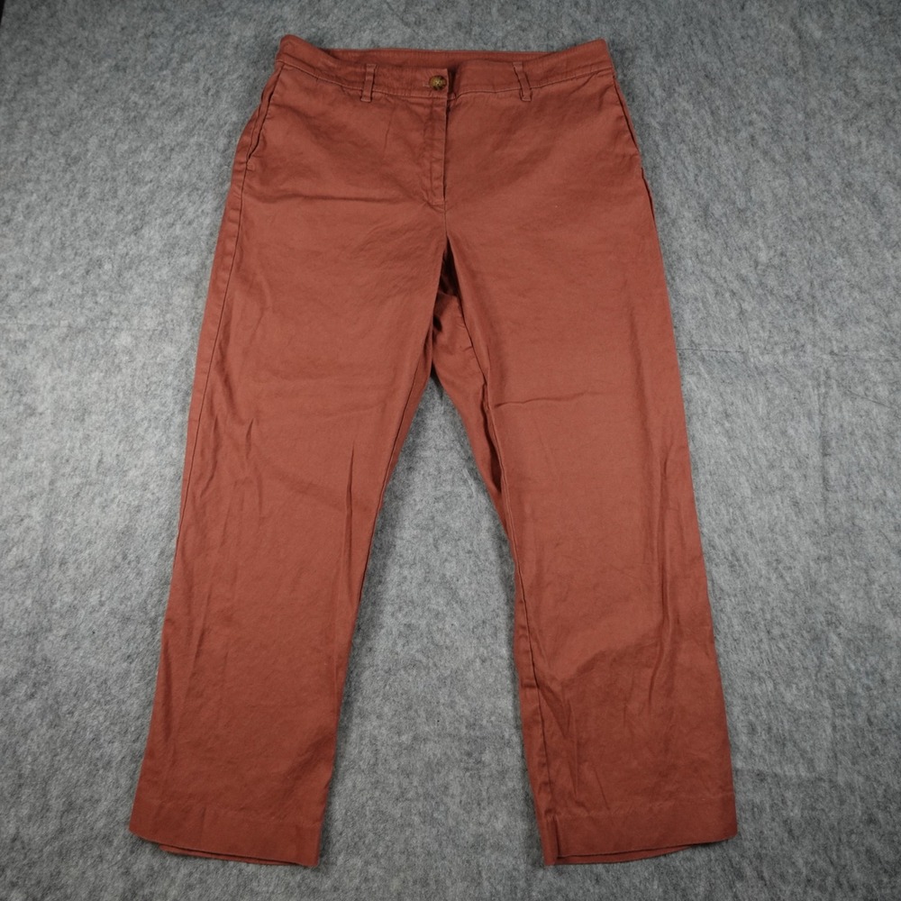 J Jill Pants Womens‎ 12 Tall Rust Orange Linen Blend Stretch Straight Leg Beachy